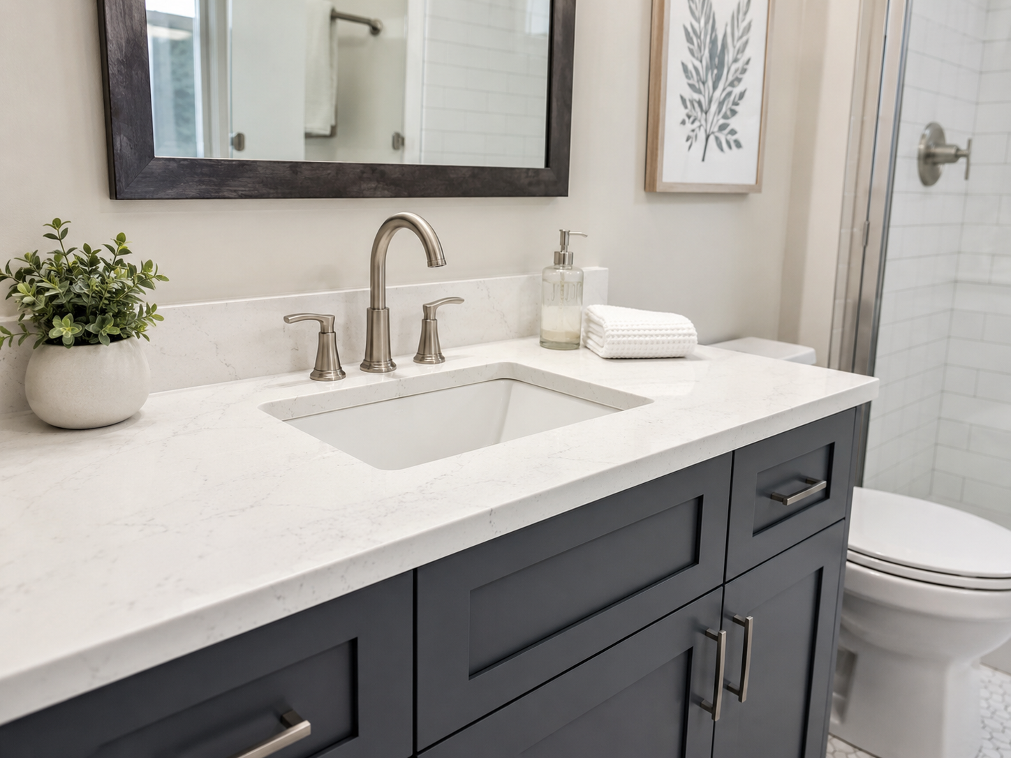 New bathroom vanity after Bell & Hammer remodel