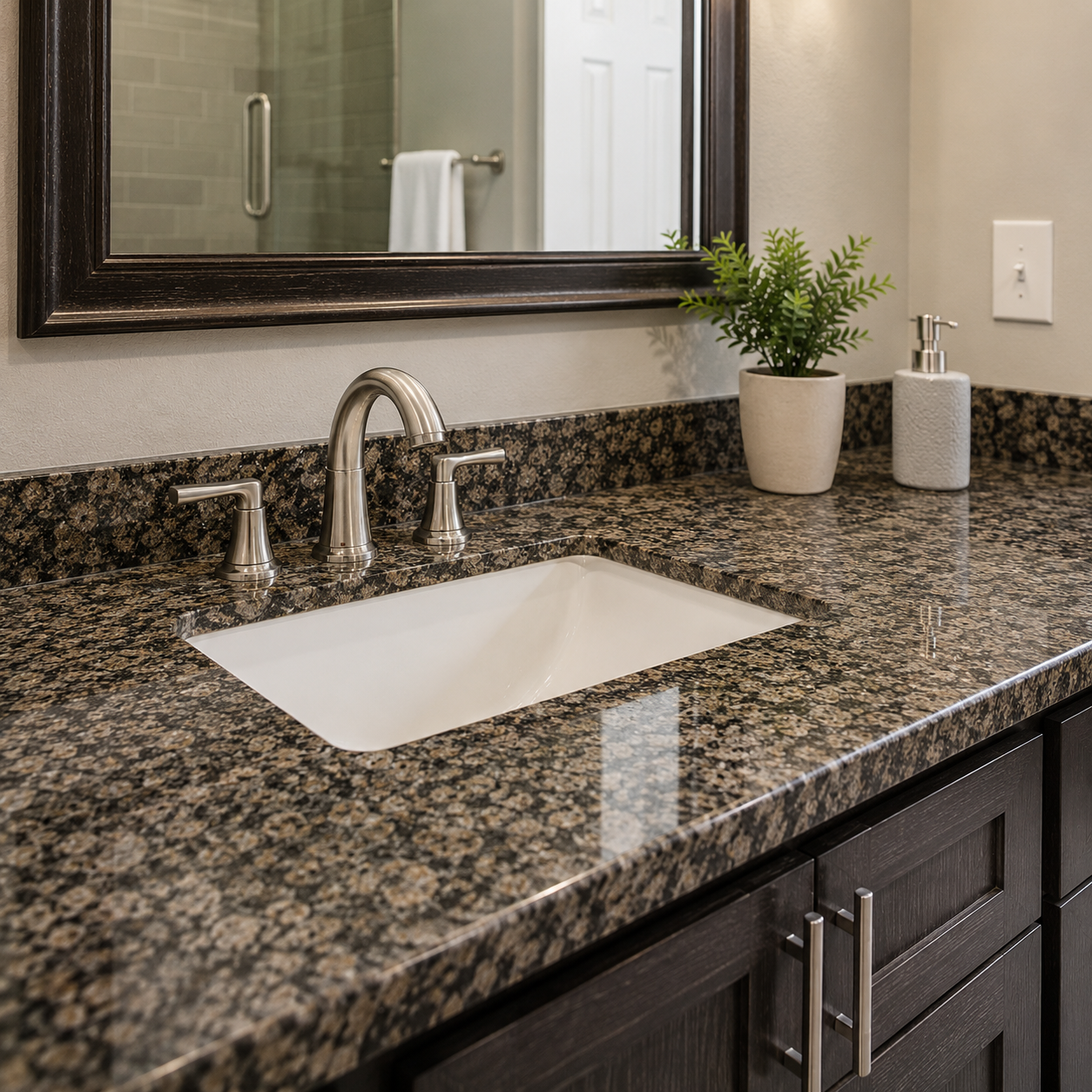 Granite bathroom vanity countertop