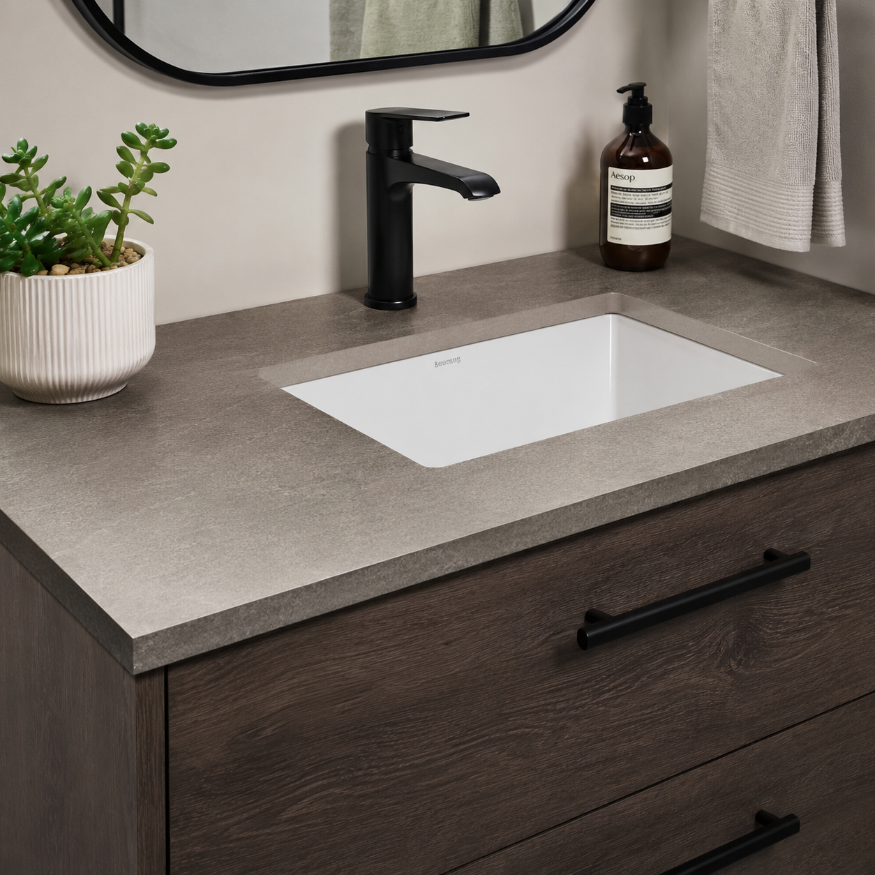 Modern laminate bathroom vanity top