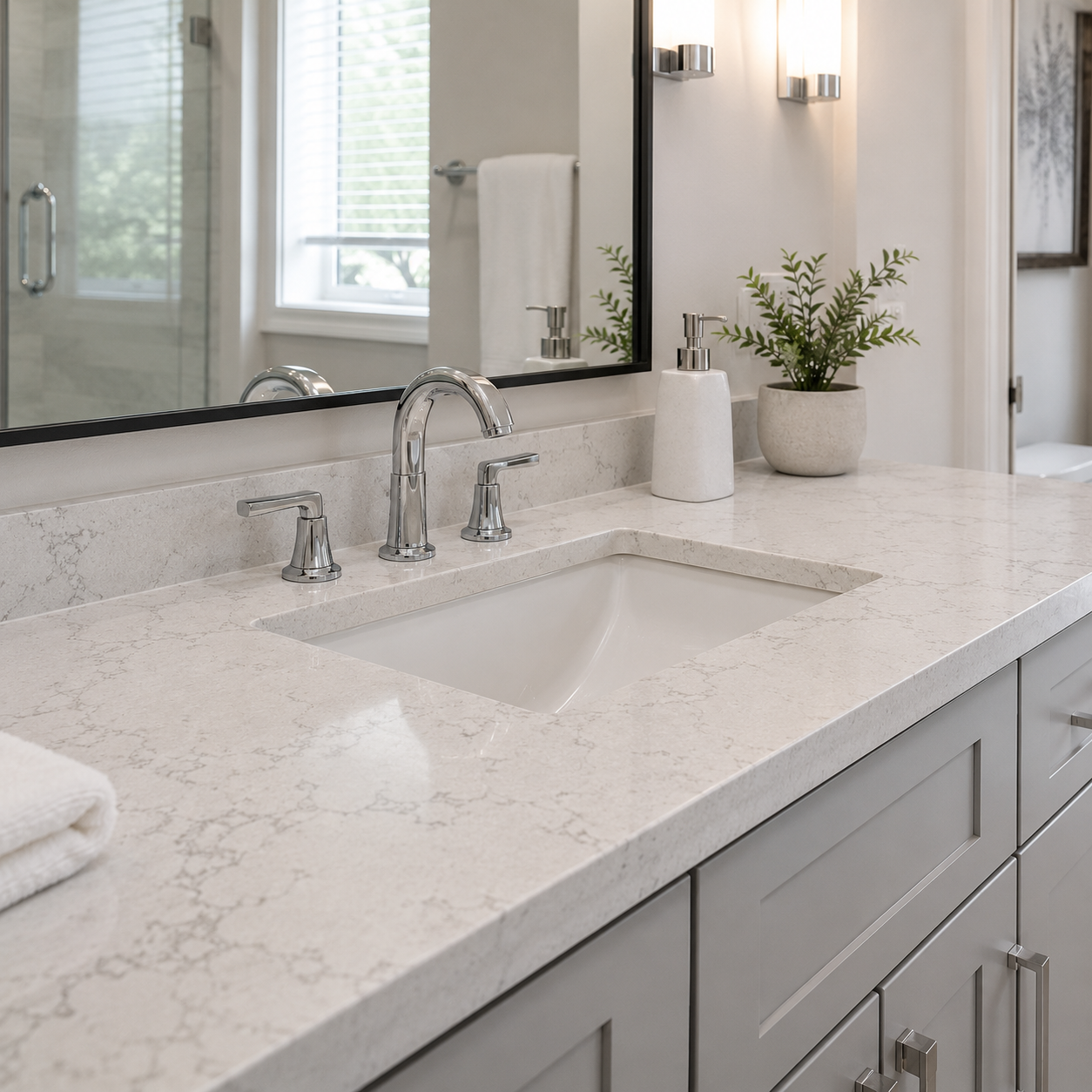 Quartz bathroom vanity countertop