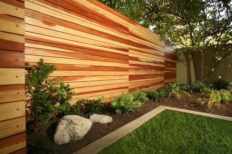 Modern horizontal cedar fence
