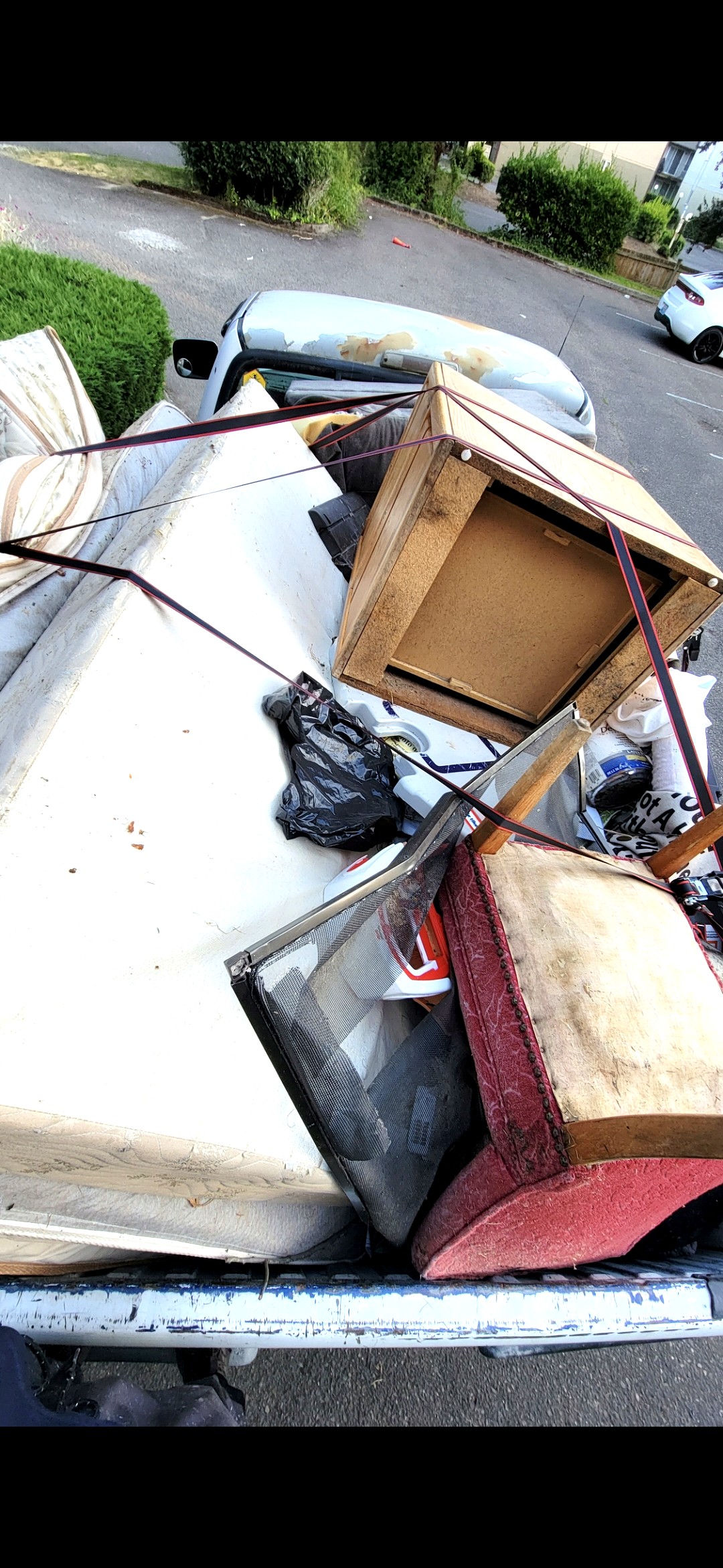Overhead view of packed truck bed
